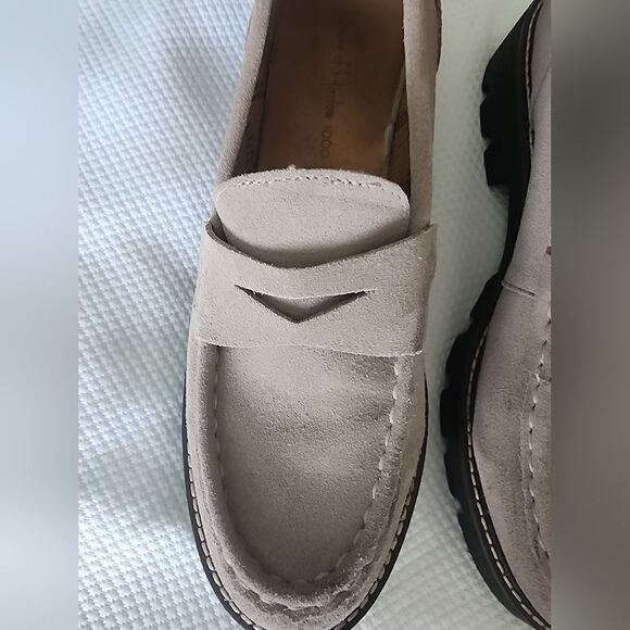 House of Harlow 1960 Gunner Light Taupe Suede Platform Lug Sole Loafers - Picture 13 of 14